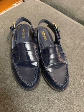 Sonoma Patent Navy Slingback Penny Loafers